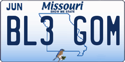 MO license plate BL3G0M