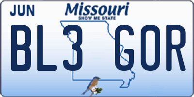 MO license plate BL3G0R