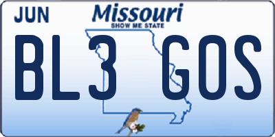 MO license plate BL3G0S