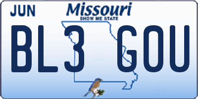 MO license plate BL3G0U