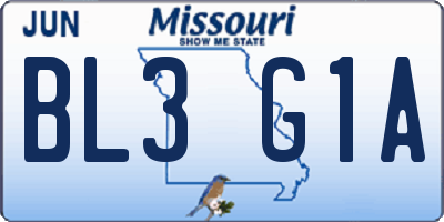 MO license plate BL3G1A