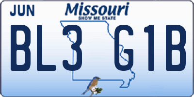 MO license plate BL3G1B