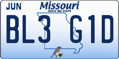 MO license plate BL3G1D