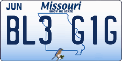 MO license plate BL3G1G