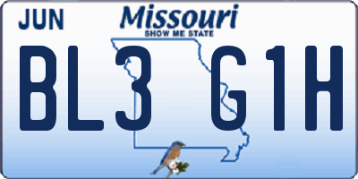 MO license plate BL3G1H