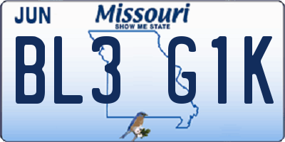 MO license plate BL3G1K