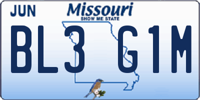 MO license plate BL3G1M