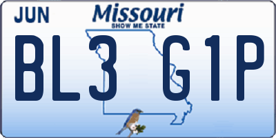 MO license plate BL3G1P