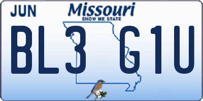 MO license plate BL3G1U