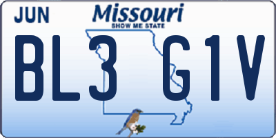 MO license plate BL3G1V