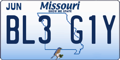MO license plate BL3G1Y