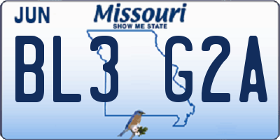 MO license plate BL3G2A