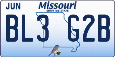 MO license plate BL3G2B