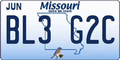 MO license plate BL3G2C