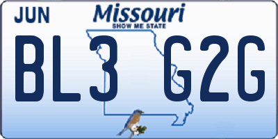 MO license plate BL3G2G