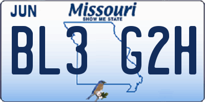 MO license plate BL3G2H