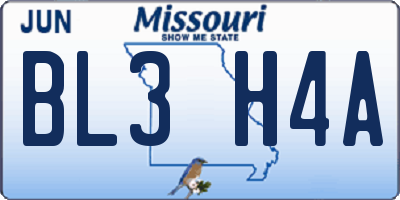 MO license plate BL3H4A