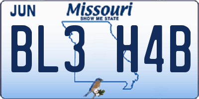 MO license plate BL3H4B