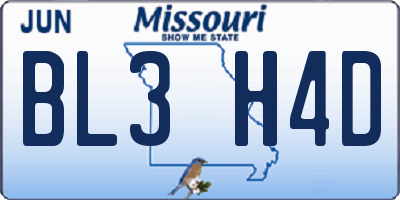 MO license plate BL3H4D