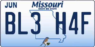 MO license plate BL3H4F
