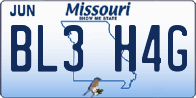 MO license plate BL3H4G