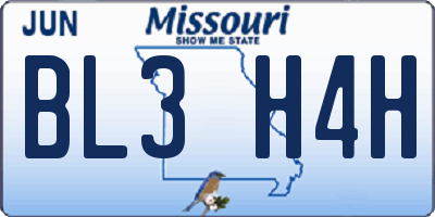 MO license plate BL3H4H