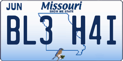 MO license plate BL3H4I