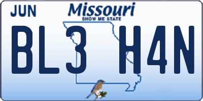 MO license plate BL3H4N