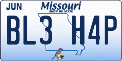 MO license plate BL3H4P