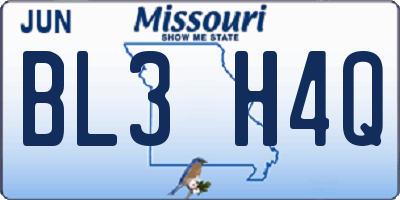 MO license plate BL3H4Q