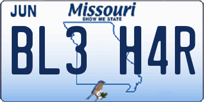 MO license plate BL3H4R