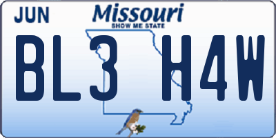 MO license plate BL3H4W