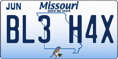 MO license plate BL3H4X