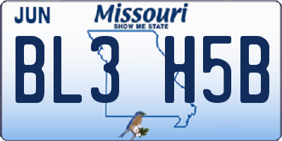 MO license plate BL3H5B
