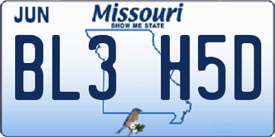 MO license plate BL3H5D