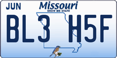 MO license plate BL3H5F