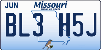 MO license plate BL3H5J
