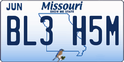 MO license plate BL3H5M