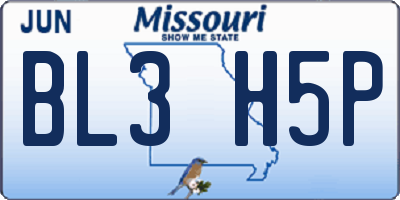 MO license plate BL3H5P