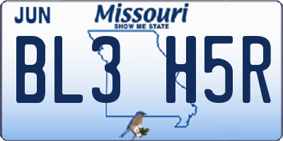 MO license plate BL3H5R