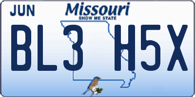 MO license plate BL3H5X