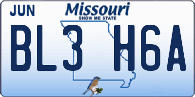 MO license plate BL3H6A