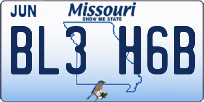 MO license plate BL3H6B