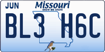MO license plate BL3H6C