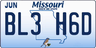 MO license plate BL3H6D