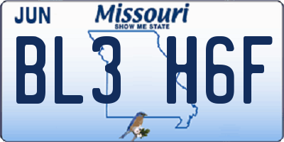 MO license plate BL3H6F