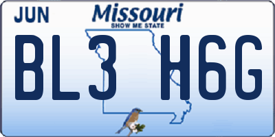 MO license plate BL3H6G