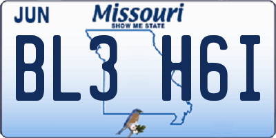 MO license plate BL3H6I