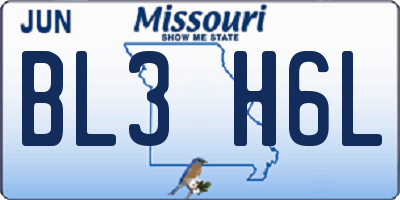 MO license plate BL3H6L