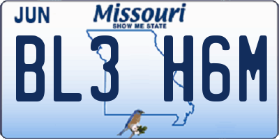 MO license plate BL3H6M